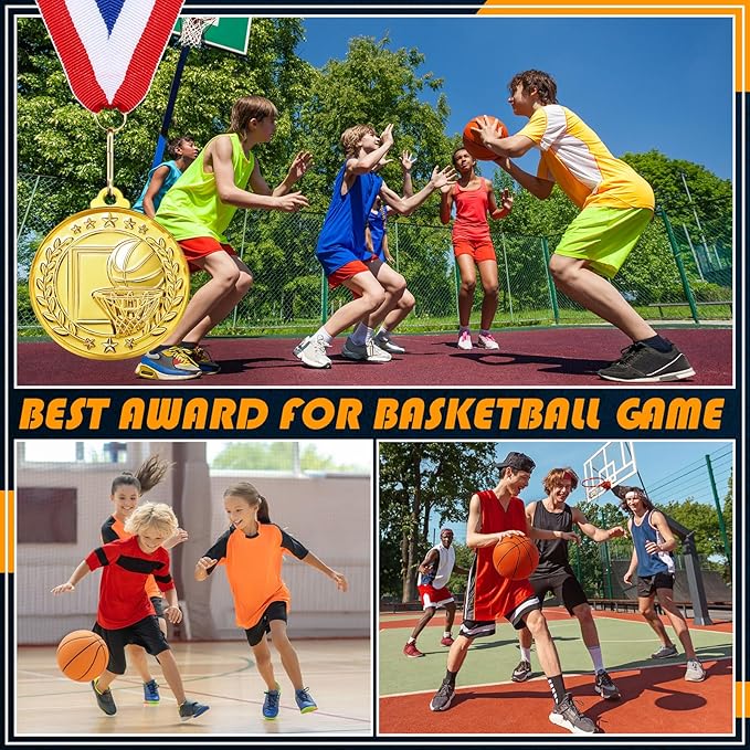 Misdary 12 Pack Medals with Neck Ribbons Team Participation Trophies for Kids Sports Awards Party Favors for Sports Competitions Celebration Gift