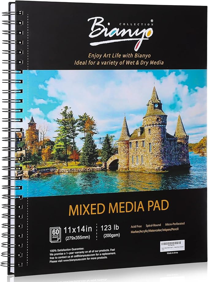 Bianyo Mixed Media Paper Sketchbook, 60 Sheets/Each, 123 LBS/200 GSM, by Bianyo