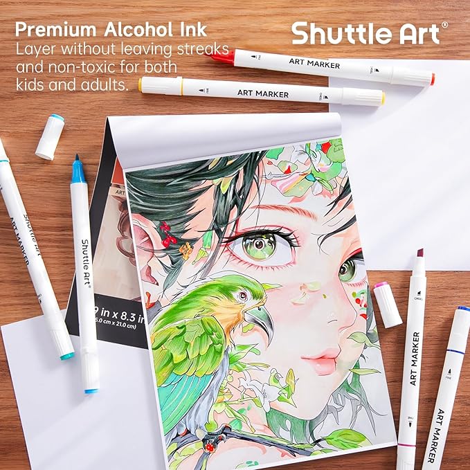 Shuttle Art 30 Colors Dual Tip Art Markers Permanent Marker Pens Highlighters - Image 5