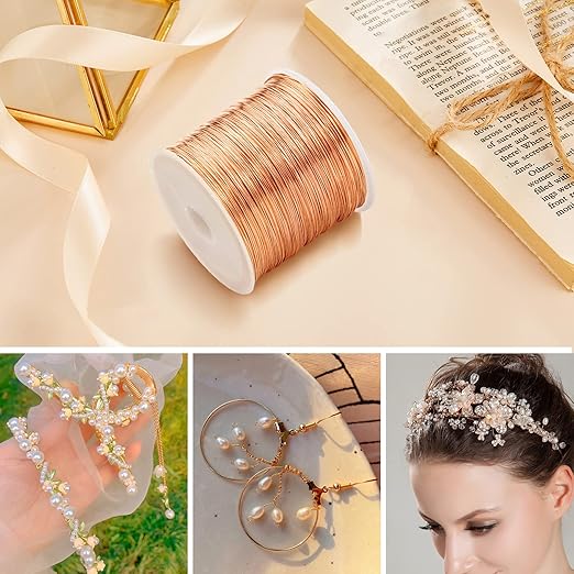 28 Gauge Craft Wire Jewelry Wire 100M/0.3mm Rose Gold Plated Thin Brass Wire - Image 4