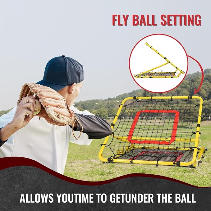 Storgem Baseball Softball Rebounder Net, Pitch Back Rebound Net,Soccer Rebound Net, Fielding Rebounder,Double Sided Adjustable Multi-Sports Pitching Rebound Net for Throwing Practice