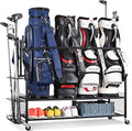 Mythinglogic 4 Golf Bag Storage Organizer, Extra Large Golf Storage Stand for Golf Bag Accessories, Golf Storage Rack for Garage, Golf Club, Basement
