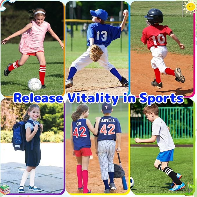 Olreco 1 Pack Toddler Kids Youth Soccer Socks Girls Boys Baseball Socks Youth Knee High Softball Football Accessories Cotton