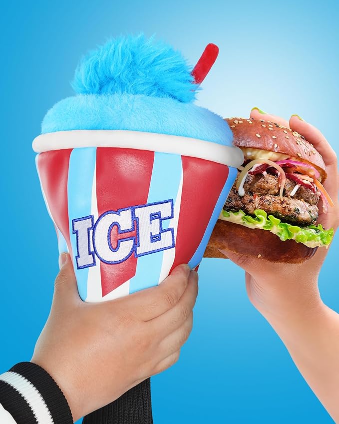Big Teeth Funny Driver Headcover Ice & Birdiee, Driver Covers for Golf Clubs, Funny Birdie Putter Cover,Milk Shake Ice Cream Mallet Putter Cover,Blue and Red Color Golf Club Protector