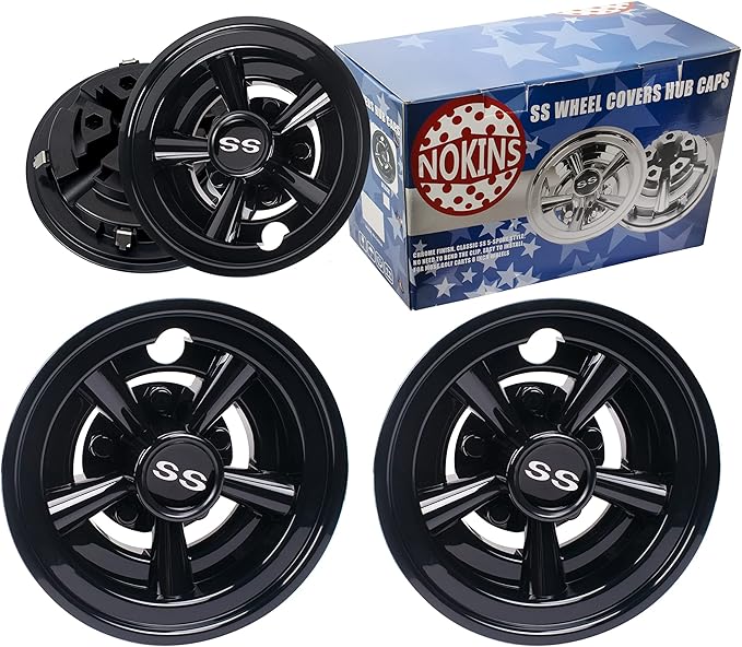 NOKINS Golf Cart SS Wheel Covers Hub Caps for Most Golf Carts 8 inch(Set of 4)