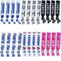 YKW 24 Pack Hockey Headbands Hair Ties No Crease Elastic Sports Hair Accessories for Women Girls Players - Team Gifts Sports Party Favors Blue Pink Black Ice Hockey Ribbon Ponytail Holders