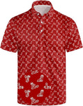 Golf Polo Shirts for Men Funny Print Short Sleeve Golf Shirts Performance Golf Polos