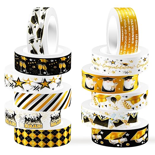 12 Rolls Graduation Washi Tape Set by Unknown