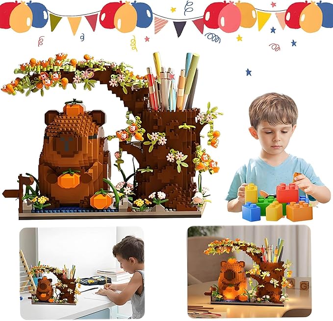 Capybara Building Blocks Set -1880PCS Cute Animals & Flowers Building Bricks - Image 7