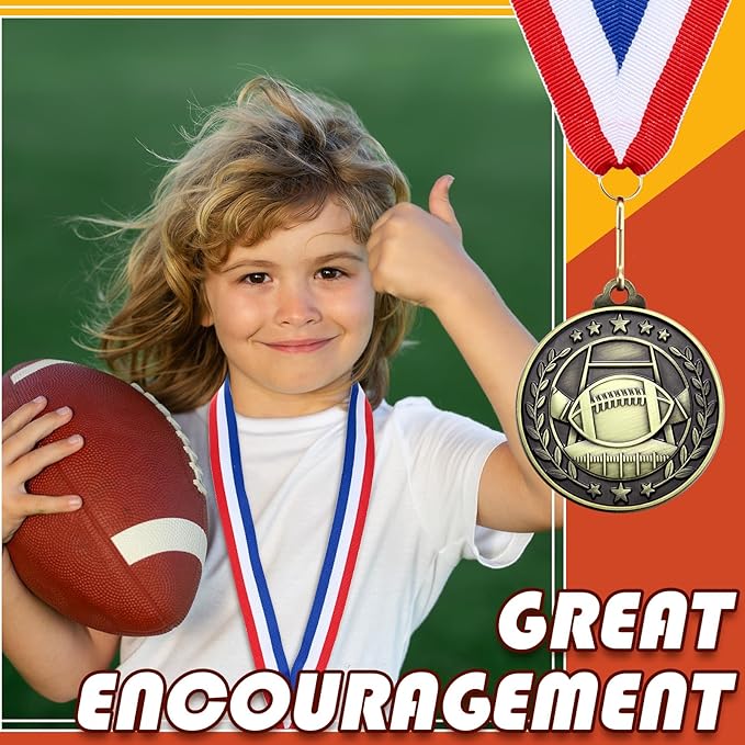 Misdary 12 Pack Medals with Neck Ribbons Team Participation Trophies for Kids Sports Awards Party Favors for Sports Competitions Celebration Gift
