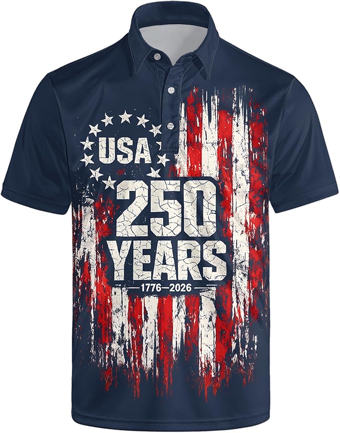 Golf Polo Shirts for Men Funny Print Short Sleeve Golf Shirts Performance Golf Polos