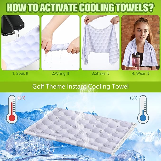 Peryiter 12 Counts Mini Cooling Towel, 30" x 9" Baseball Softball Soccer Golf Sweat Towel, Breathable Chilly Rag, Microfiber Sport Rags for Team Gym Running Coach Gift
