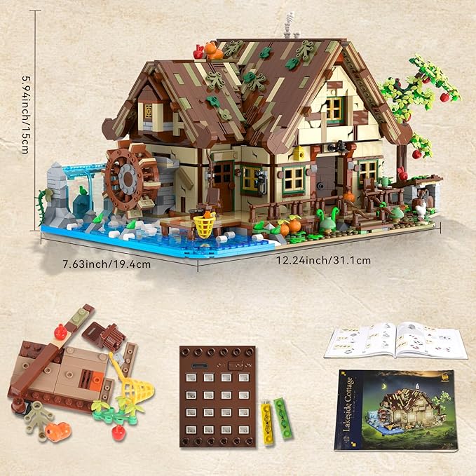 Wood Cabin Building Set with Light, Big House Construction Model - Image 6