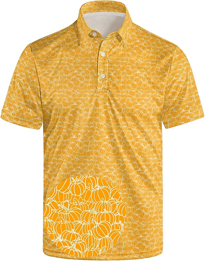 Golf Polo Shirts for Men Funny Print Short Sleeve Golf Shirts Performance Golf Polos