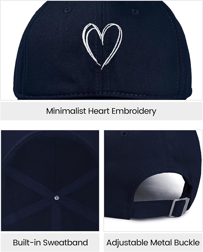 American Trends Womens Baseball Caps Cute Heart Dad Hat, Adjustable Cotton Unisex Cap for Workout, Golf & Everyday Wear