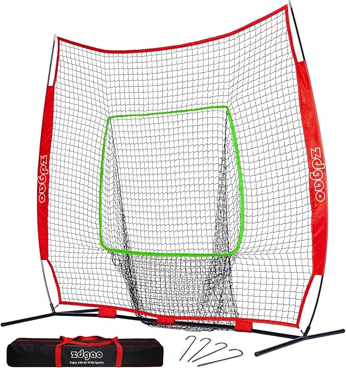 7×7ft Baseball Softball Practice Net- Portable Baseball Net for Batting, Hitting, Pitching Come with Carry Bag, Training for Players of Any Skill Level - Easy Assembly