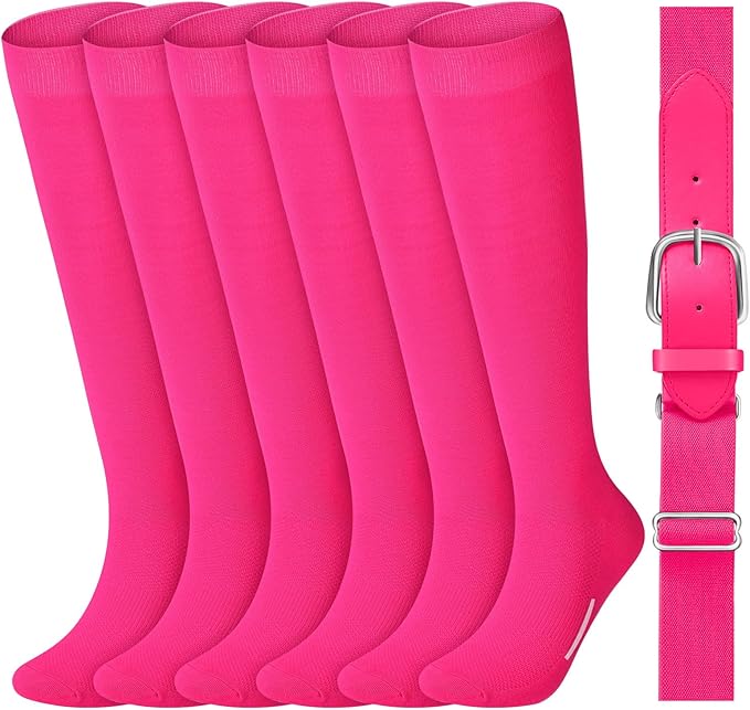 Haysandy Baseball or Softball Sock and Belt Combo Set 3 Football Baseball Socks with Softball Belt for Youth Boys Kids