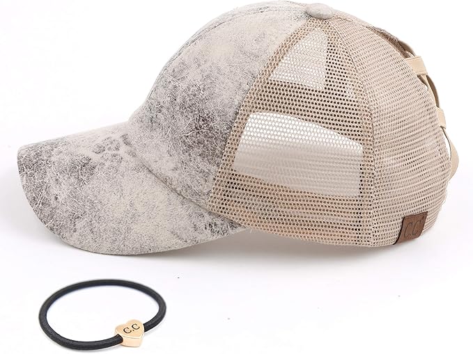 C.C Ponycap Messy High Bun Ponytail Adjustable Glitter Mesh Trucker Baseball Cap