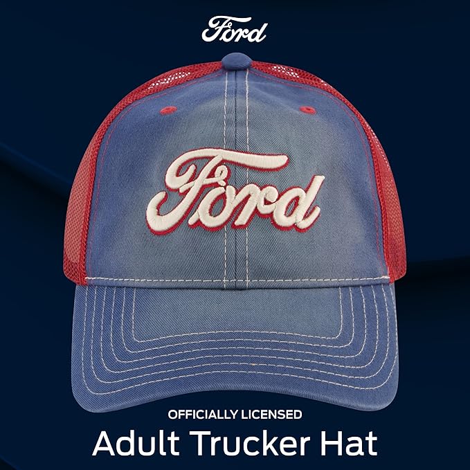 Ford Truck Hat, Logo Mesh Adjustable Baseball Cap with Curved Brim