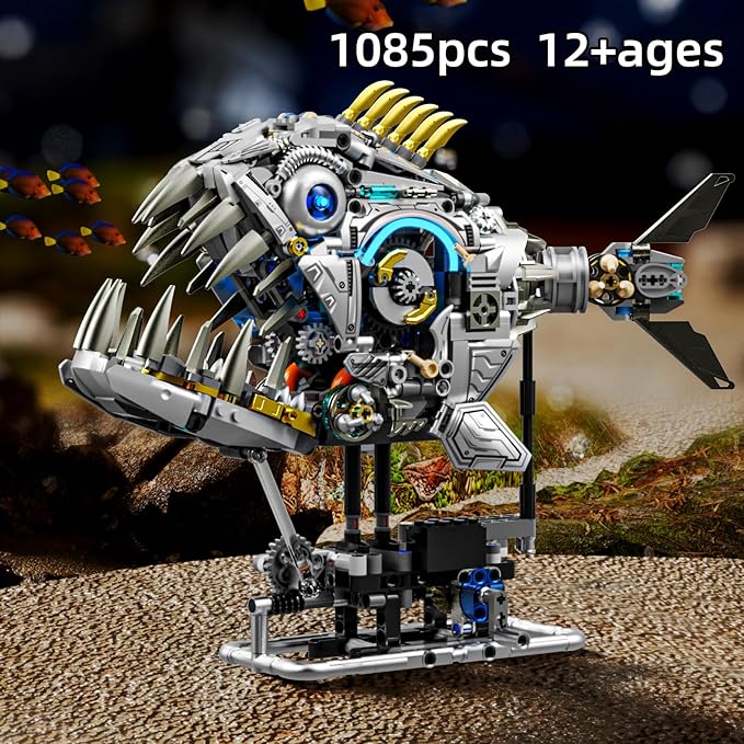 Mechanical Piranha Building Sets, Ocean Animal Collection Toy, Adults Home or - Image 2
