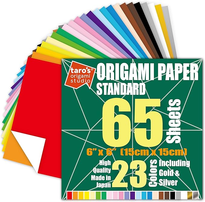 Standard 6 Inch One Sided 23 Colors 65 Sheets Square Easy Fold Premium Japanese by TAROSORIGAMISTUDIO