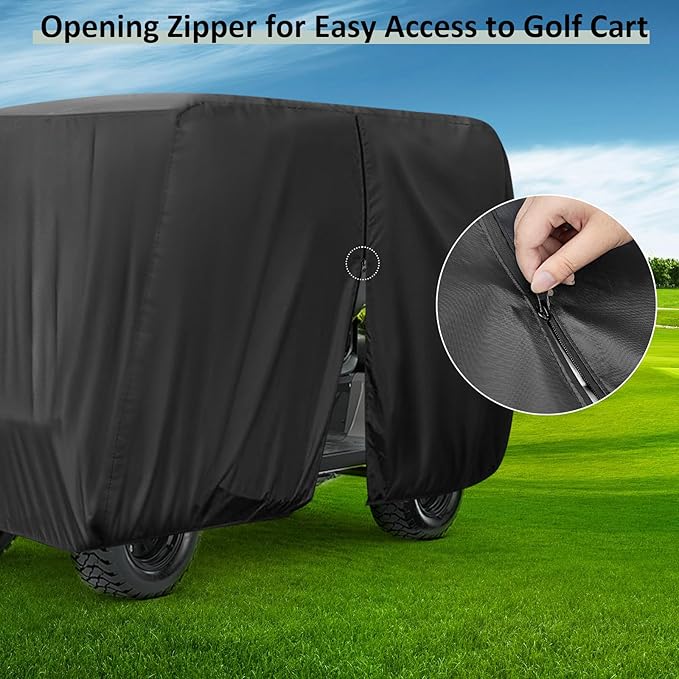 Golf Cart Cover 4/6 Passenger,115/118/120/123/144/150/156 Inch Waterproof Universal Golf Cart Cover for Evolution EZGO Club Car,Outdoor Protection Golf Cart Accessories