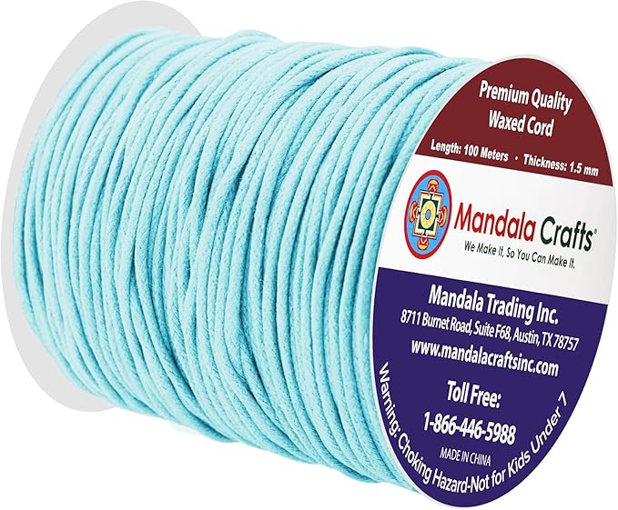 Mandala Crafts 1.5mm 109 Yards Mint Cotton Waxed Cord - Image 2