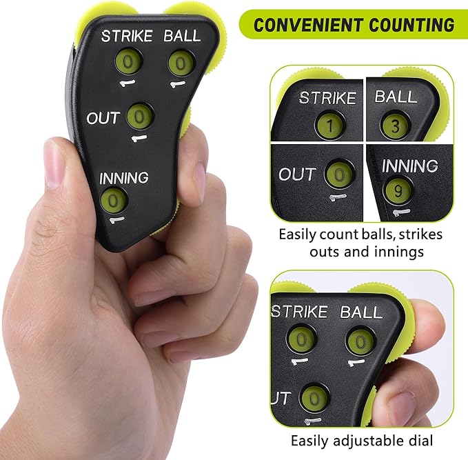 Watayo Wheel Baseball Umpire Clicker, Umpire Indicator Gear, Practical Baseball Counter Clicker for Scorekeeper Recording Outs & Innings Balls
