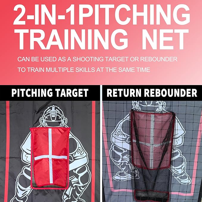 Garvee 2-in-1 Baseball Pitching and Rebounder Net, with Zone – Pitchback Trainer for Throwing, Fielding, and Practice Drills