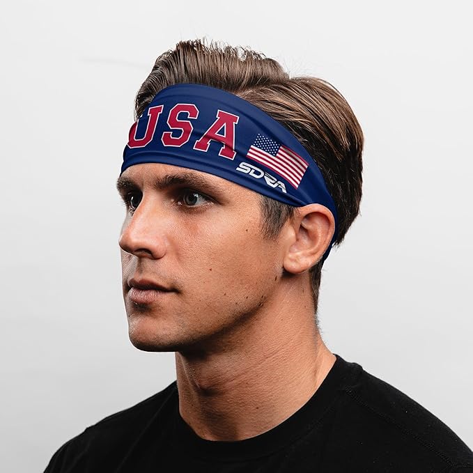 Suddora Country Flag Headbands, Wide National Flag Headbands for Sports Events, Non-Slip Fabric Sweatbands for Soccer, Tennis, Workout, Costume