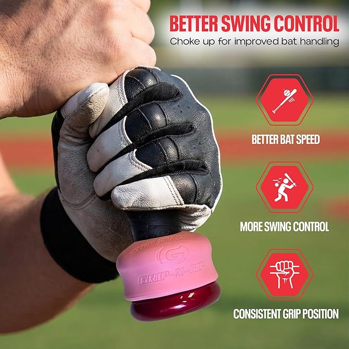 Grip-N-Rip Knob Stacker Choke-Up Ring for Baseball/Softball Bats Provides Choking Up Space & Relief from Bat Sting, Stackable for Custom Fit and Comfort