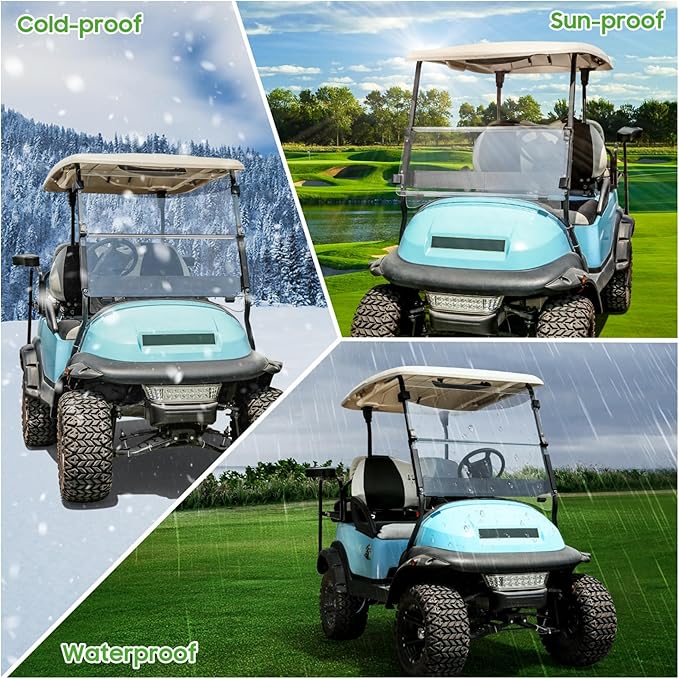 10L0L Golf Cart Windshield for Club Car Precedent 2004-Up, 2017-Up Onward, Tempo, Fold Down Club Car Windshield, Anti-UV Impact Resistant 37.5"W X 33.6"H (Clear)