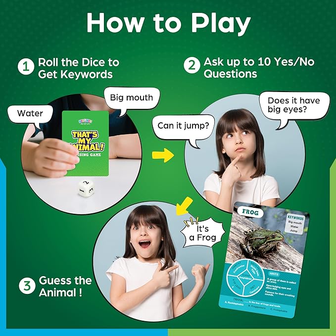 BenBen Guess Animal Card Games for Kids Family, 100 Cards, Educational Board - Image 4