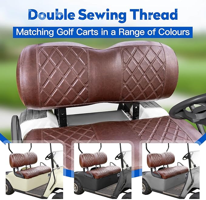NOKINS Golf Cart Seat Covers Fit EZGO TXT RXV Freedom Liberty Express Premium Front Seat Cushion, Golf Cart Accessories Replacement Premium Front Seat Covers, No Stapler (Brown&Brown 8438)