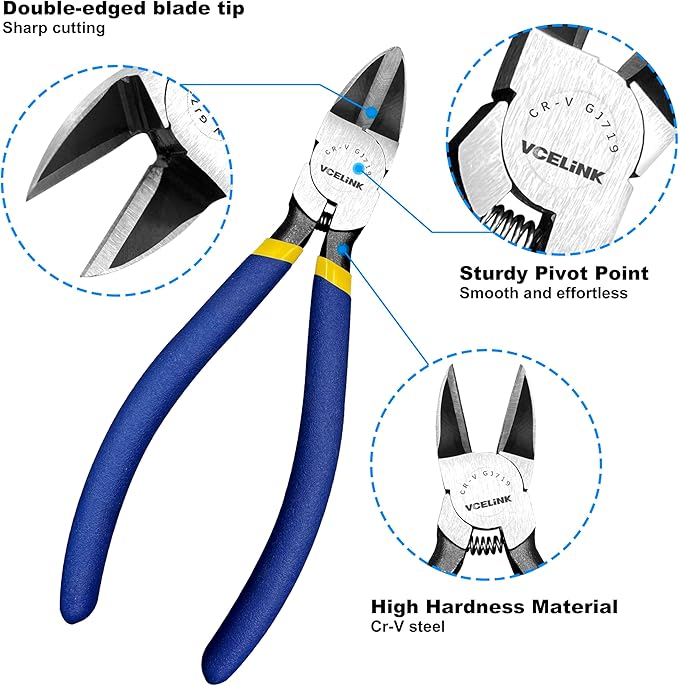 VCELINK Wire Cutters, 6-inch Side Cutter, CR-V Small Flush Cutter, 2 Pack - Image 2