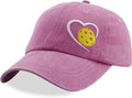 Heart Pickleball Gifts for Women Men, Responsibly Cotton Embroidered Adjustable Pickle Ball Baseball Cap