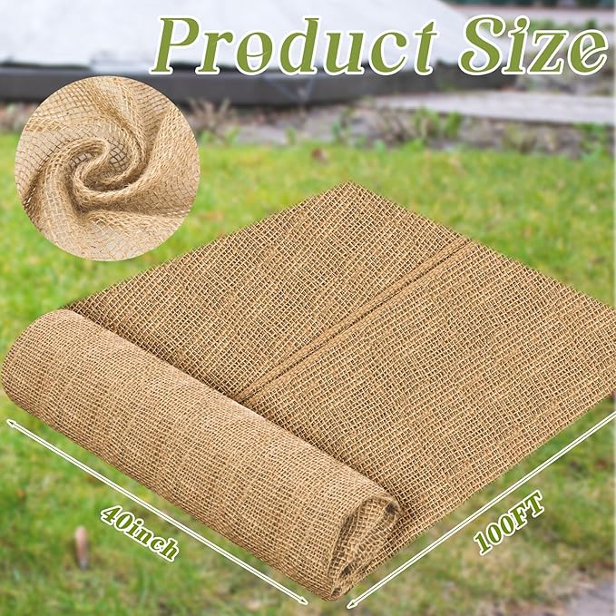 Buryeah 40 Inch x 100 ft Burlap Fabrics Roll Natural Jute Burlap Tree Wraps - Image 2