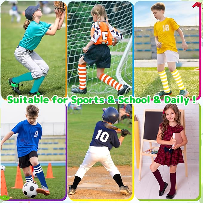 Olreco 1 Pack Toddler Kids Youth Soccer Socks Girls Boys Baseball Socks Youth Knee High Softball Football Accessories Cotton
