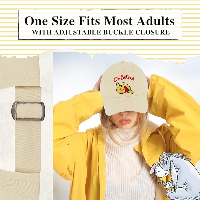 Disney Winnie The Pooh Dad Hat, Adjustable Cotton Baseball Cap with Curved Brim