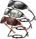 3 Pack Polarized Sports Sunglasses for Men, Mens Sunglasses Wrap Around UV Protection for Cycling Fishing Driving