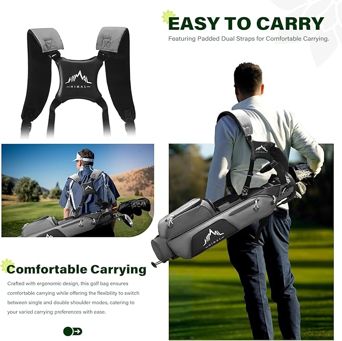 UNIHIMAL Par 3 Golf Bag Small Lightweight with Dual Shoulder Straps – Pitch n Putt Golf Bag Easy to Carry and Durable for Men/Women– 31.5 inches Tall