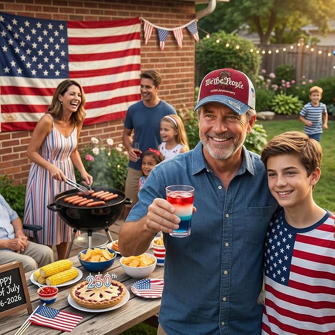 USA 250th Anniversary Hat, Adjustable 250th Anniversary Printed Patriotic Baseball Caps, Tribute Retro Washed Hat