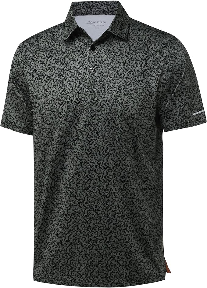 Golf Shirts for Men - Moisture Wicking Short Sleeve Performance Sport Casual Striped Collared Mens Polo Shirt
