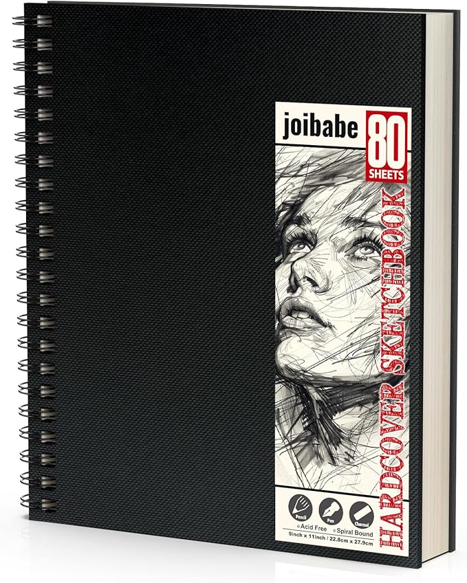 9" x 11" Sketch Book，1 Pack 80-Sheets，Double-Sided Hardbound Sketchbook by ArtcraftandStorage