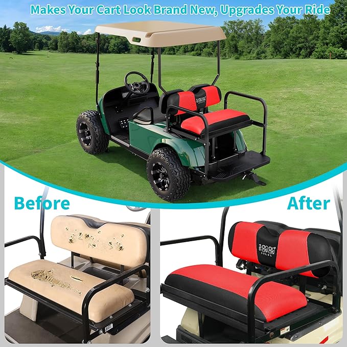 10L0L Universal Golf Cart Rear Seat Cover Dress UP Older Golf Cart Durable Breathable Material Fit Like a Glove for Yamaha EZGO and Club Car, Easy to Install