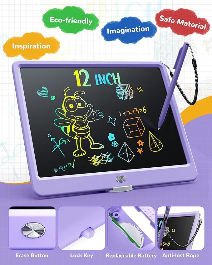KOKODI LCD Writing Tablet, 12 Inch Colorful Toddler Doodle Board Drawing Tablet - Image 6