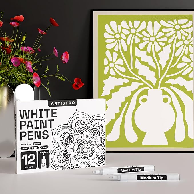 ARTISTRO 12 White Paint Pens for Rock Painting, Scrapbooking, DIY Craft Making - Image 6