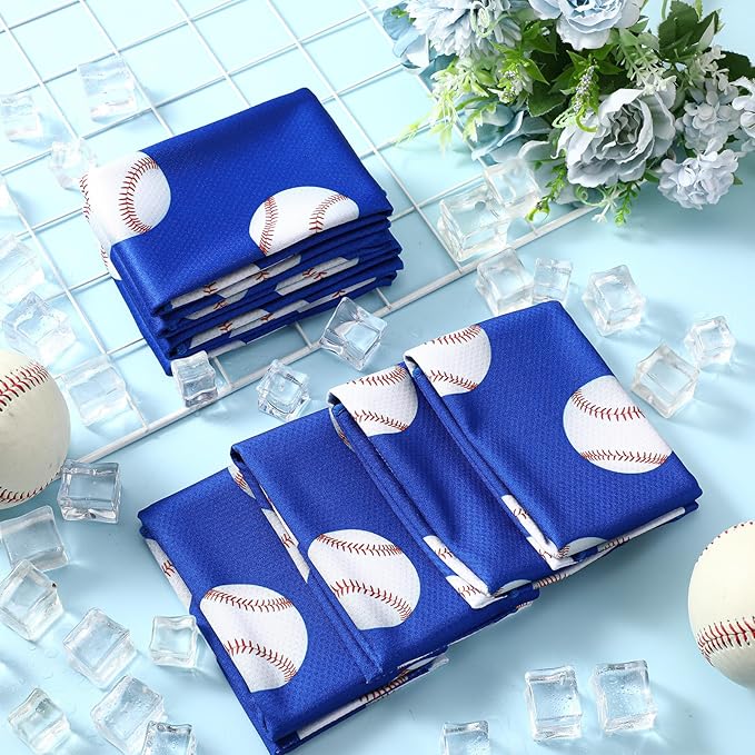 Peryiter 12 Counts Mini Cooling Towel, 30" x 9" Baseball Softball Soccer Golf Sweat Towel, Breathable Chilly Rag, Microfiber Sport Rags for Team Gym Running Coach Gift