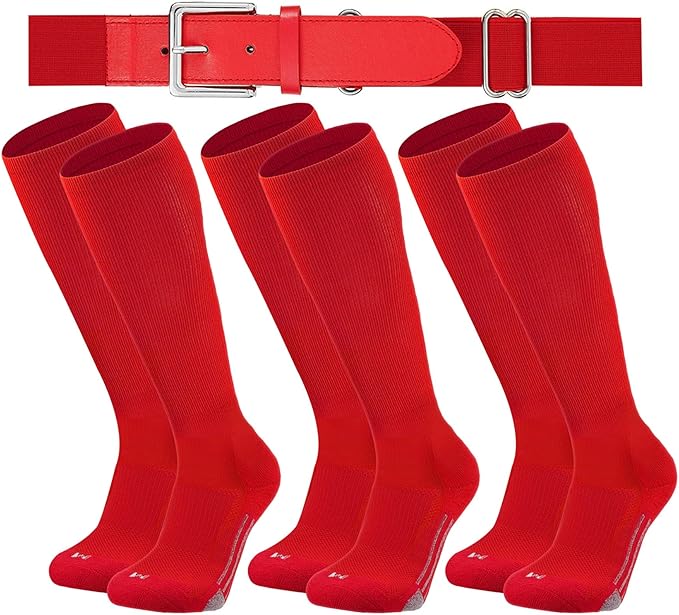 Youth Elite Baseball/Softball Socks & Belt Combo (3 Pairs of Socks with 1 Belt)