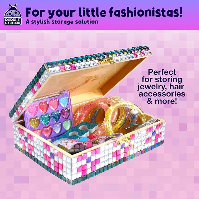PURPLE LADYBUG Sparkly DIY Wooden Jewelry Box Craft - Image 6